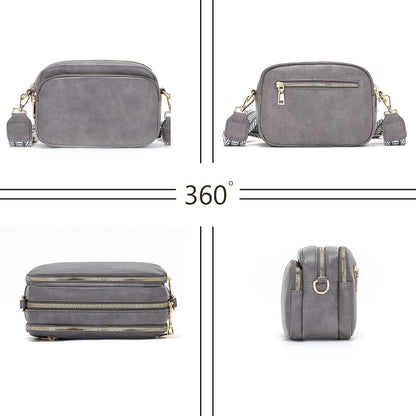 Damen Umhängetasche Handtasche Handytasche Schultergurt Grau Elegante