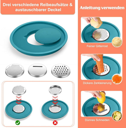 Homikit Edelstahl Rührschüssel Set 5er mit luftdichtem Deckel & Reibenaufsätzen