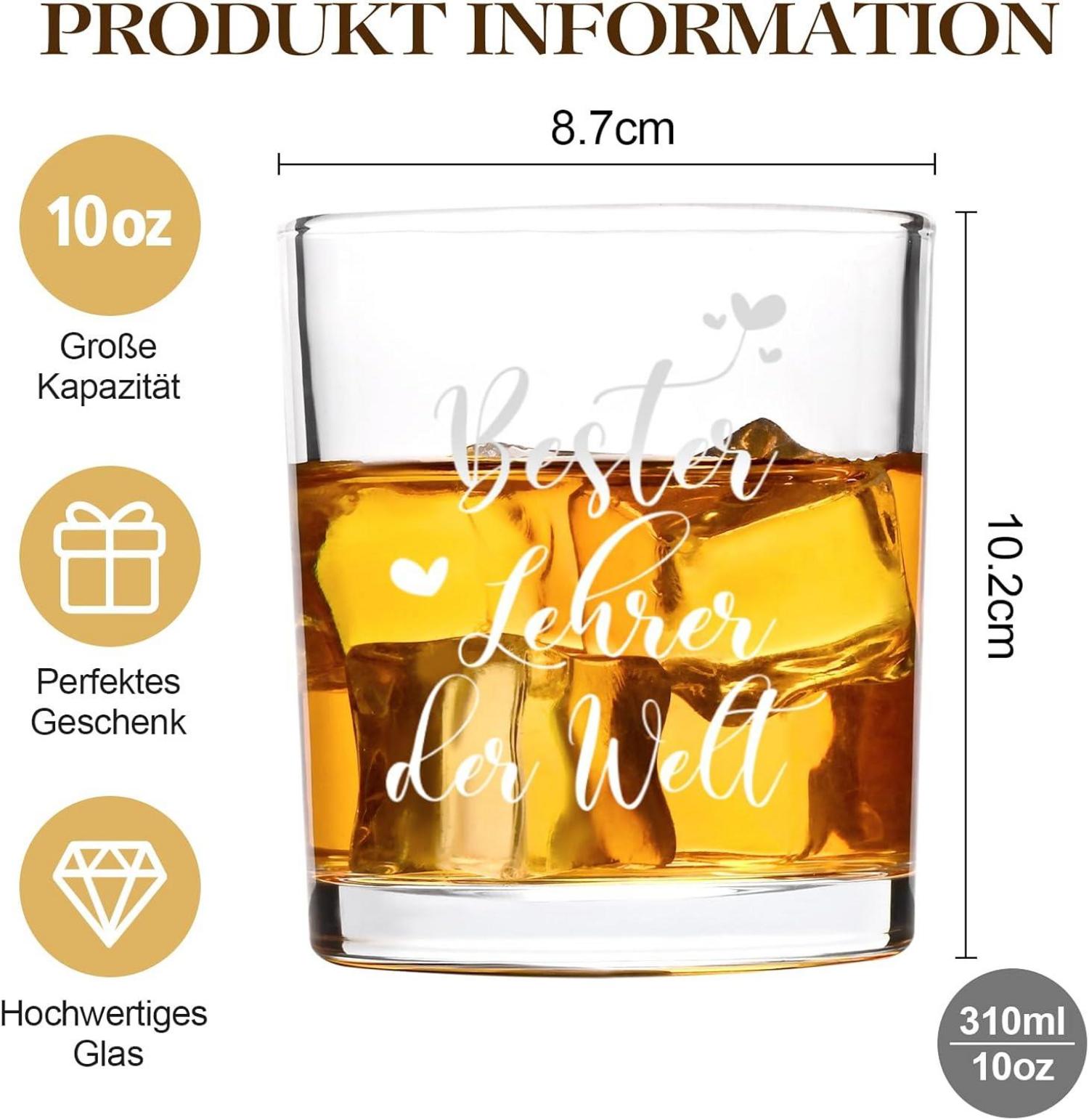 Whiskyglas mit Gravur für Lehrer - Abschiedsgeschenk 10oz