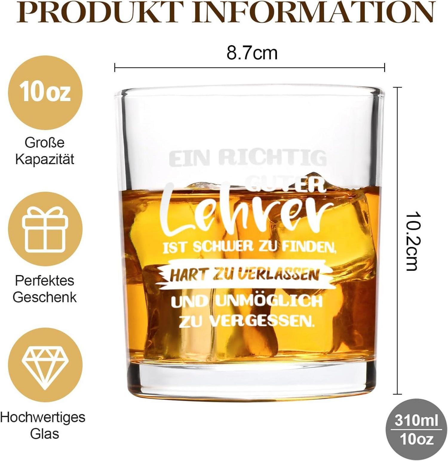Personalisiertes Whiskyglas Lehrer Abschiedsgeschenk 300ml