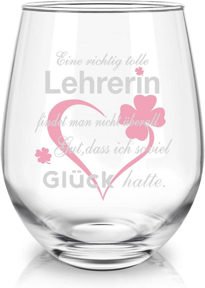 Personalisiertes Lehrerin Weinglas mit Gravur 500ml