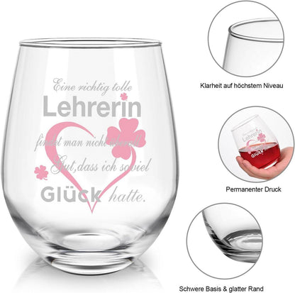 Weinglas mit Gravur für Lehrerin Abschiedsgeschenk 17oz