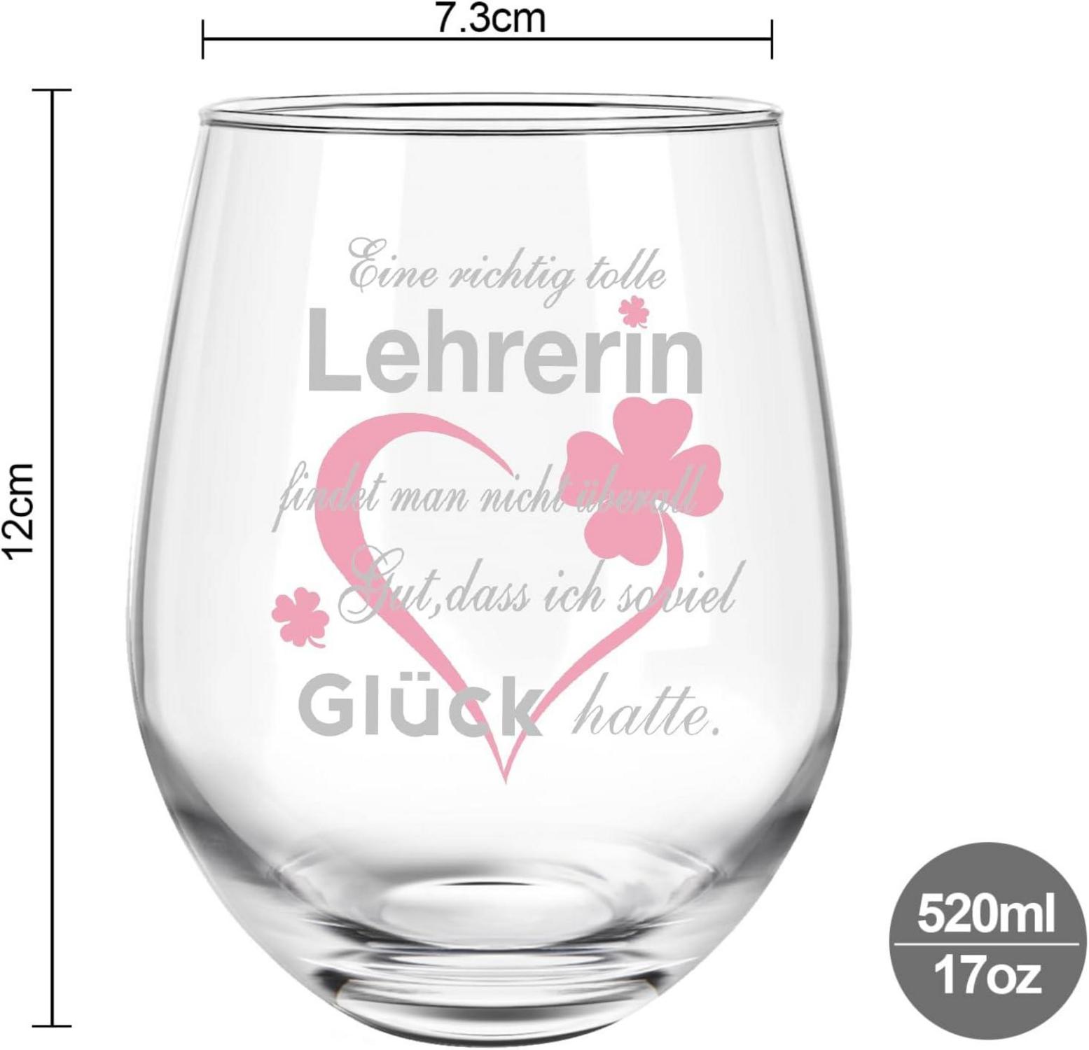 Weinglas mit Gravur für Lehrerin - Abschiedsgeschenk 17oz