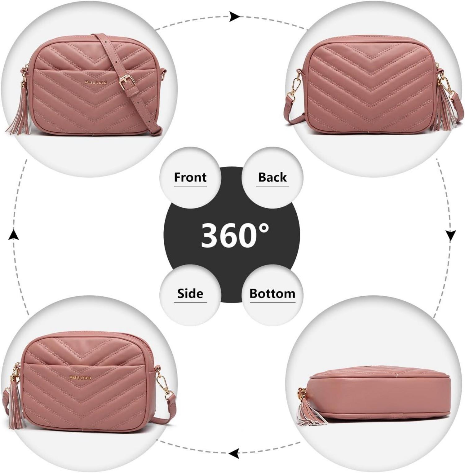 Miss Lulu Damen Umhängetasche aus PU Leder mit verstellbarem Gurt, Crossbody Schultertasche