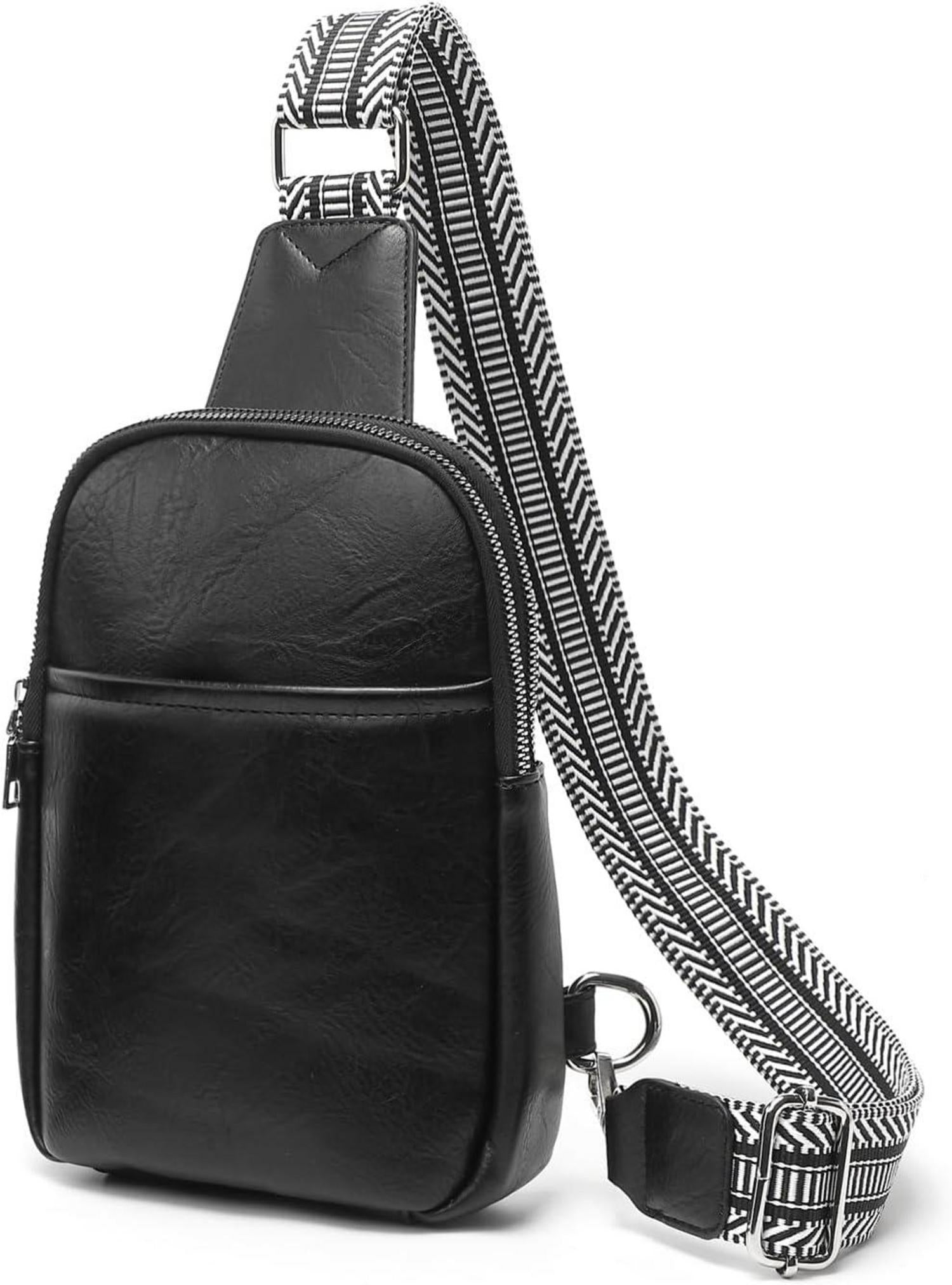 Damen Bauchtasche Crossbody Bag klein PU Leder Schwarz
