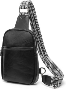 Damen Bauchtasche Crossbody Bag klein PU Leder Schwarz