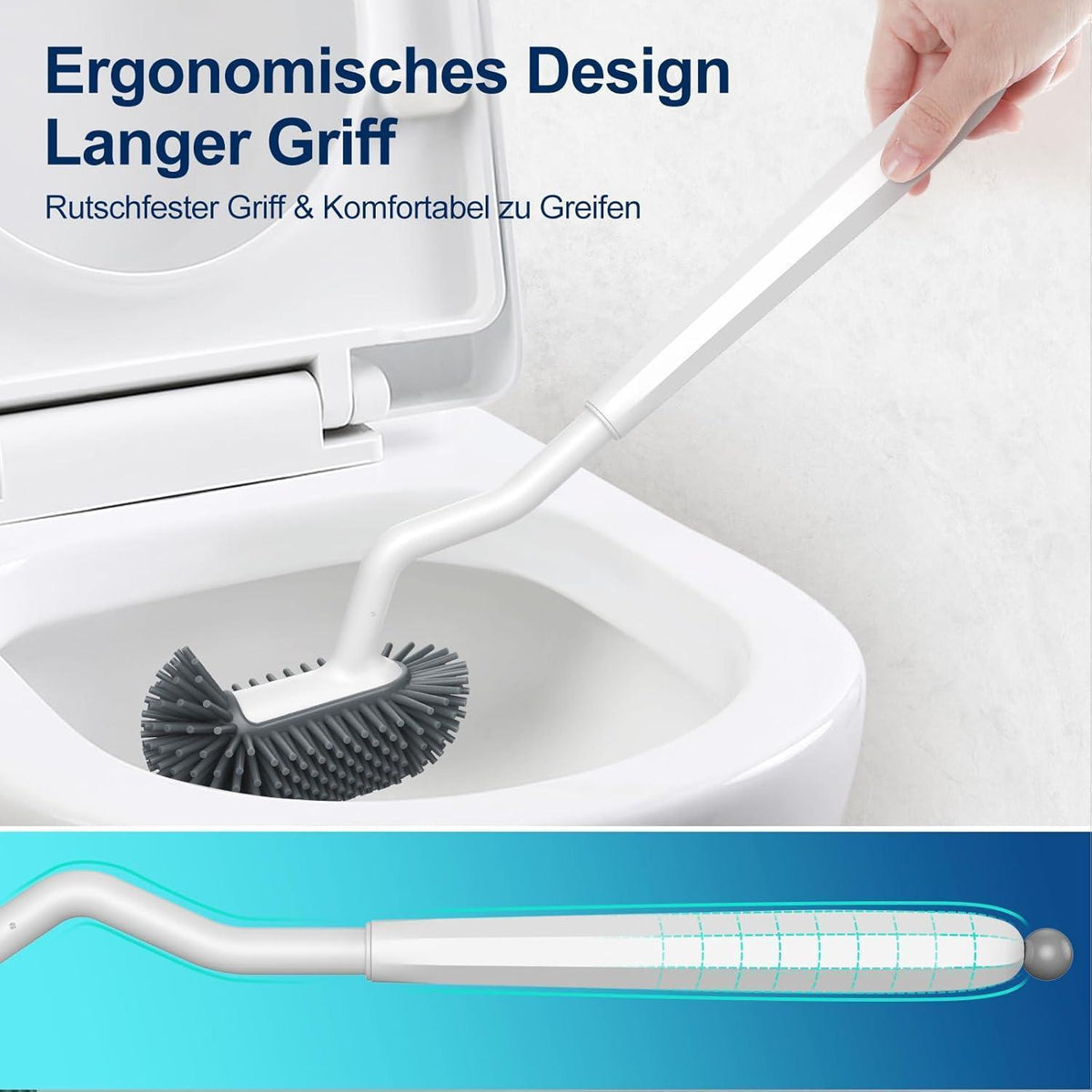 Silikon Toilettenbürste Set mit Halter – Randreiniger & Schnelltrocknend