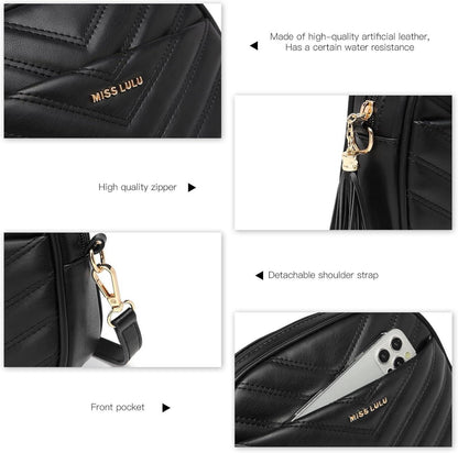 Damen Umhängetasche PU Leder Crossbody Handytasche Verstellbarer Gurt