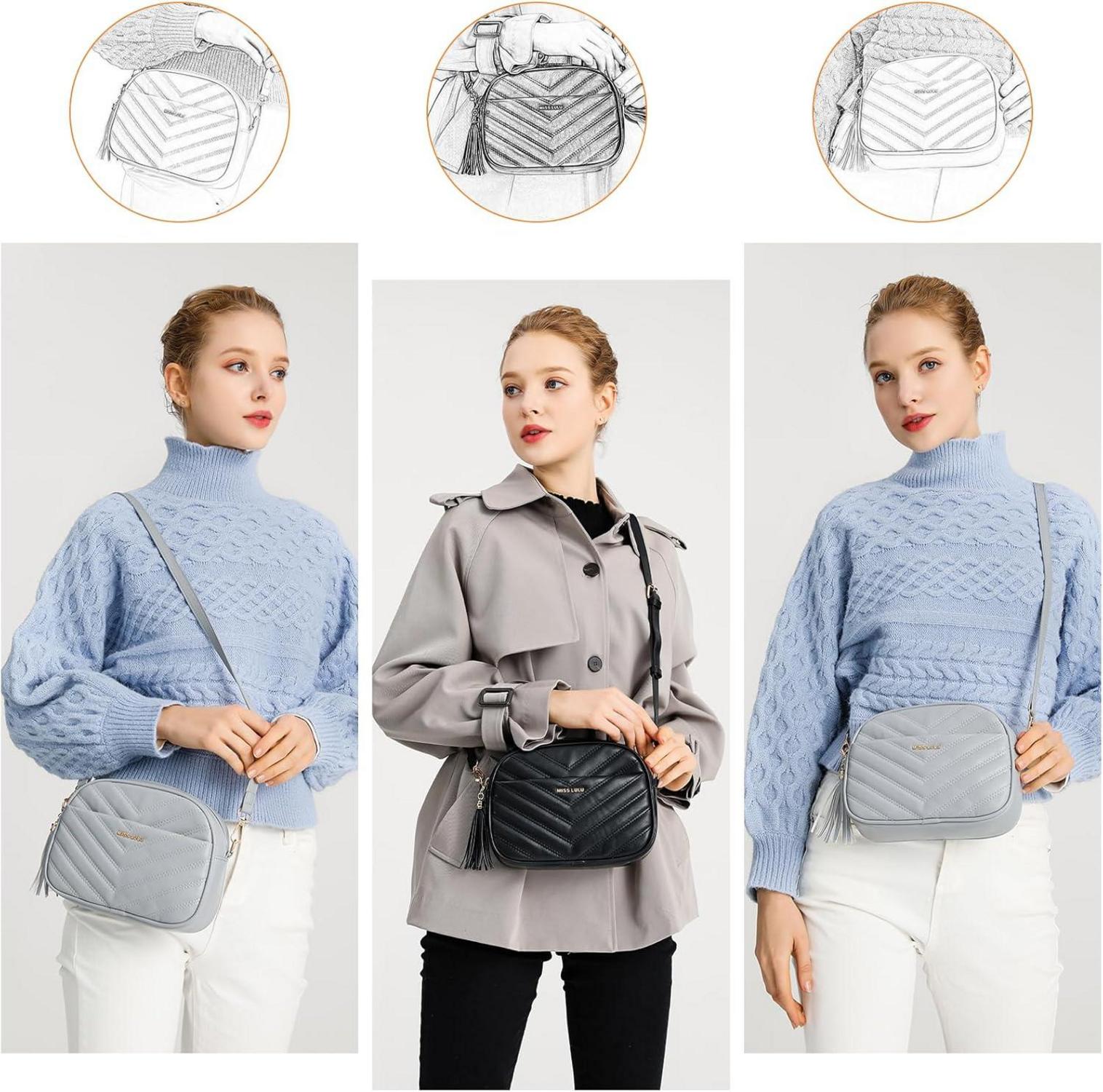 Umhängetasche Damen Klein PU Leder Crossbody Bag