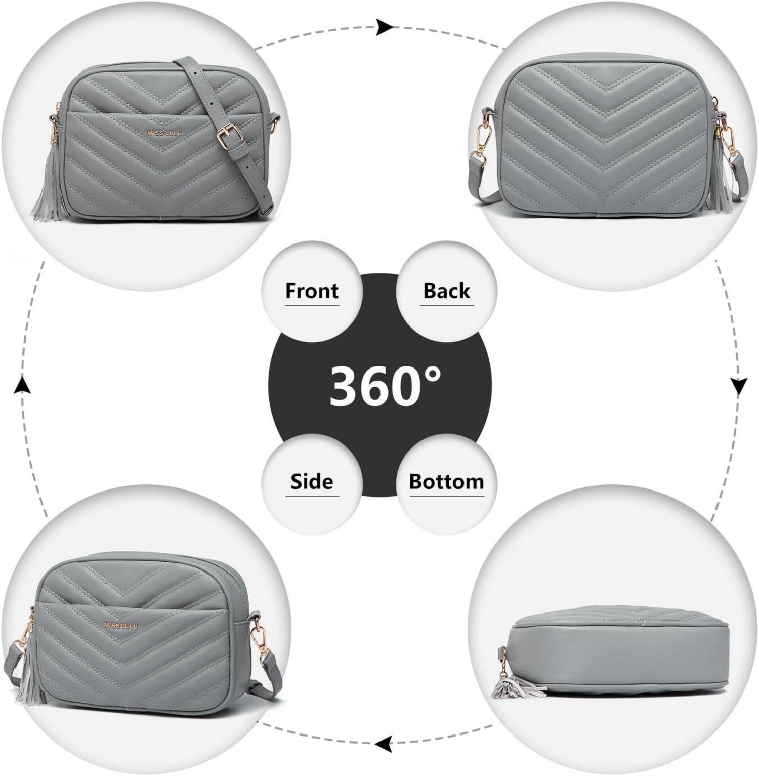 Miss Lulu Damen Umhängetasche Klein Crossbody Bag PU Leder Verstellbarer Gurt