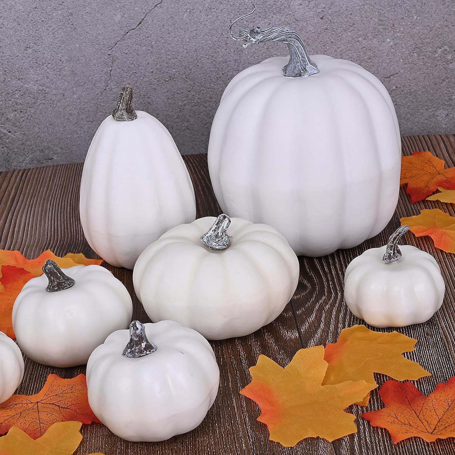 12 Stück Künstliche Kürbisse Halloween Herbstdeko