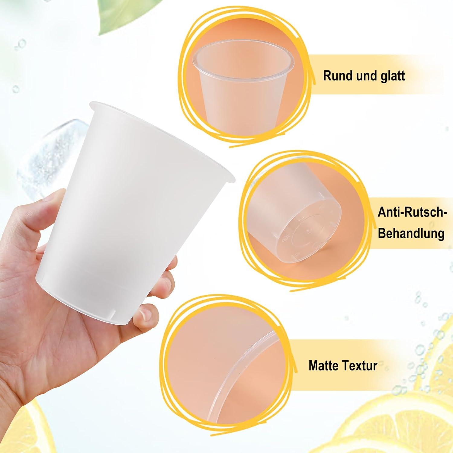 50 Herboom Wiederverwendbare Plastikbecher 360ml, Mattierte