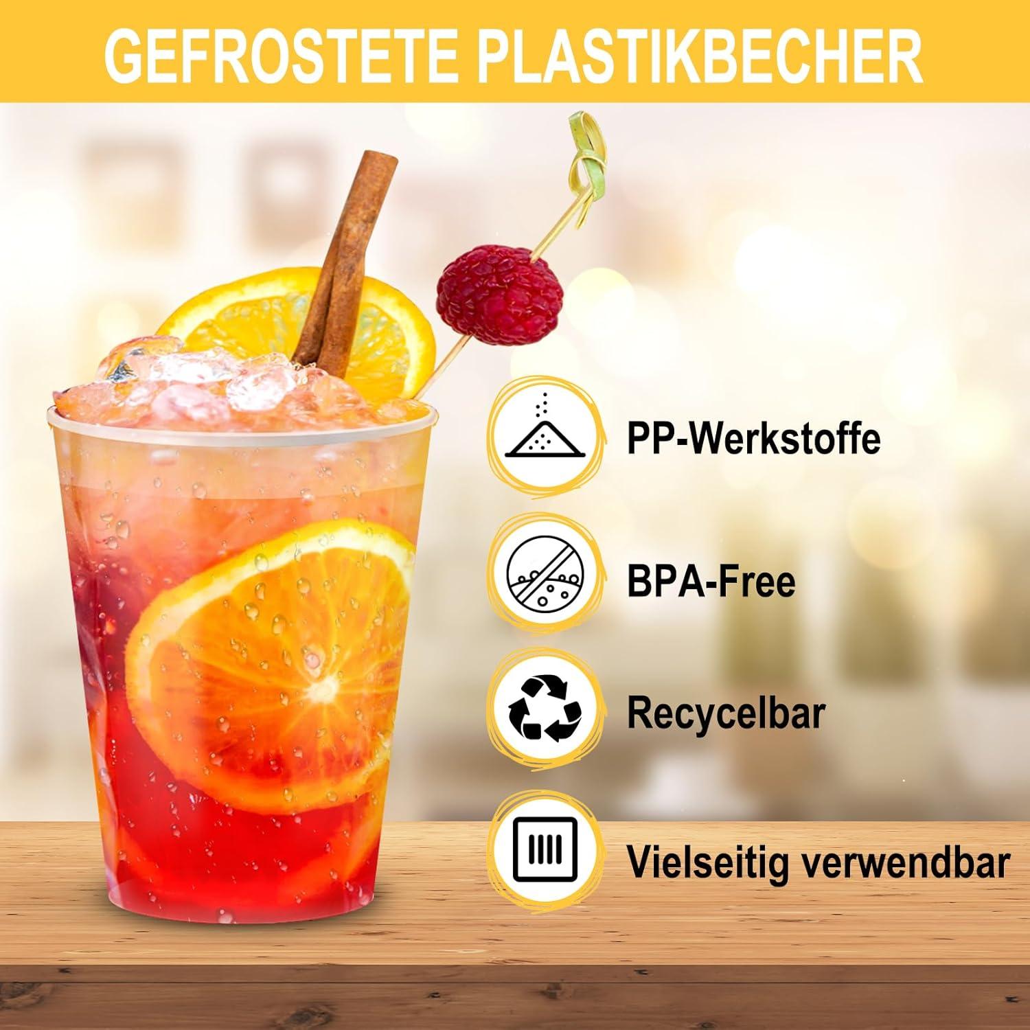 Transparente Wiederverwendbare Plastikbecher 50 Stück 360ml Partybecher für Getränkepartys