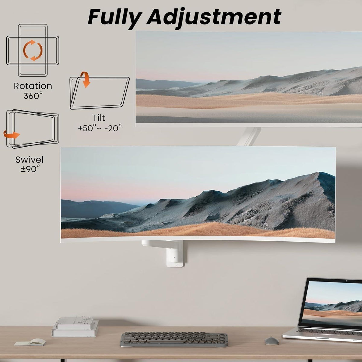 Wandhalterung Monitor Ultrawide 17-49 Zoll, Höhenverstellbar
