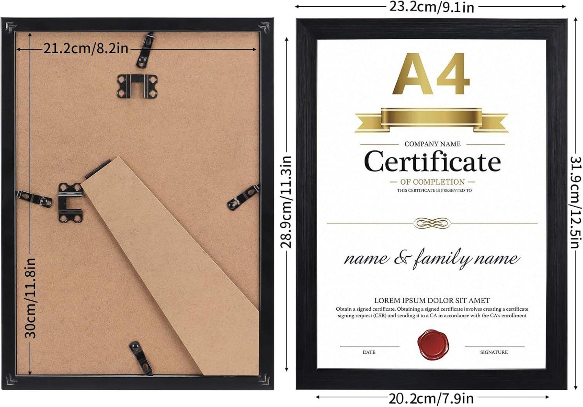 7er Set Schwarze Bilderrahmen DIN A4 für Fotos und Bilder