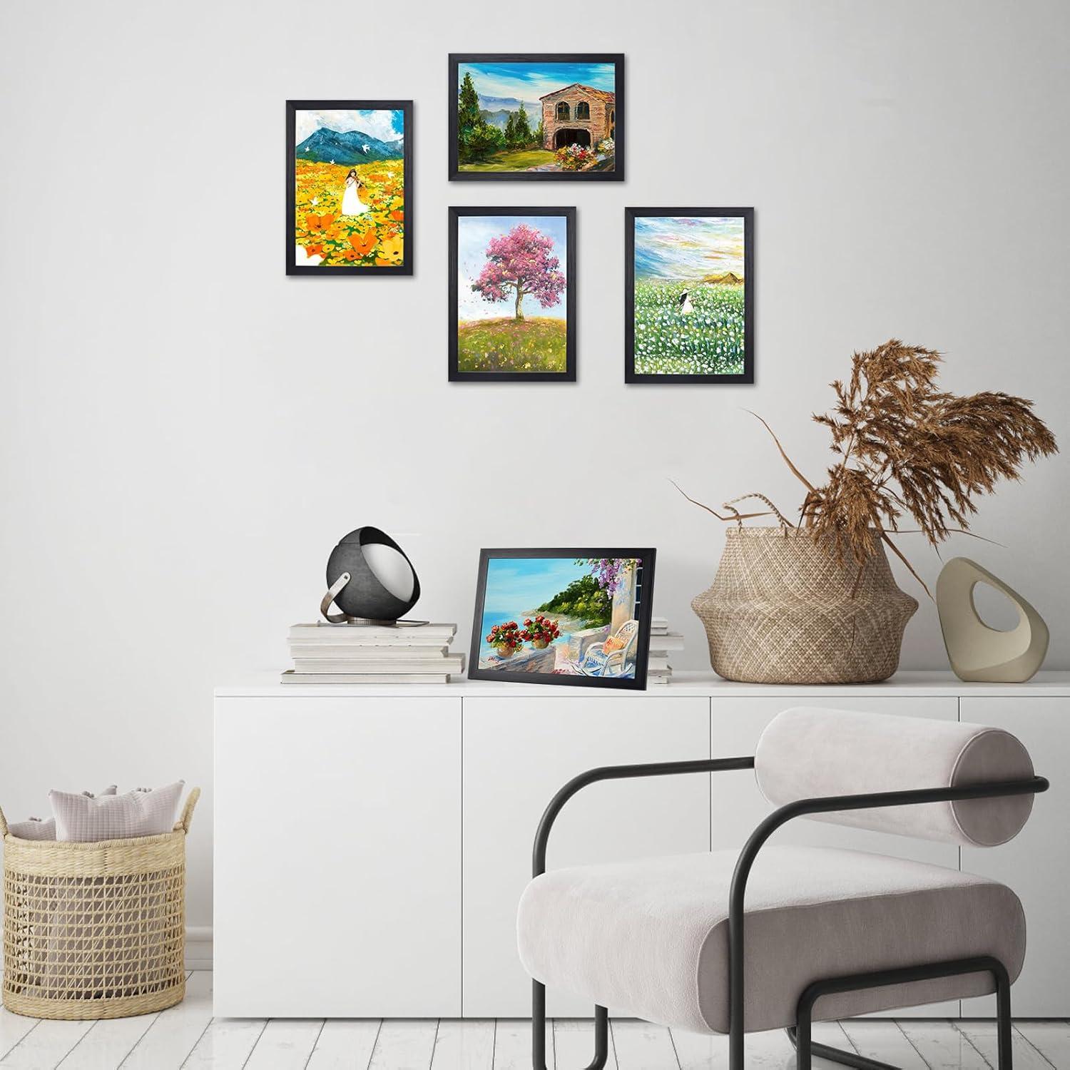 7-teiliges Schwarzes Bilderrahmen Set DIN A4 für Fotos und Bilder