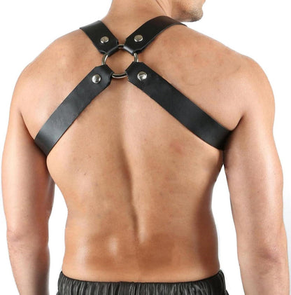 Herren PU Leder Body Brust Harness Bondage Fetisch Erotik Dessous BDSM