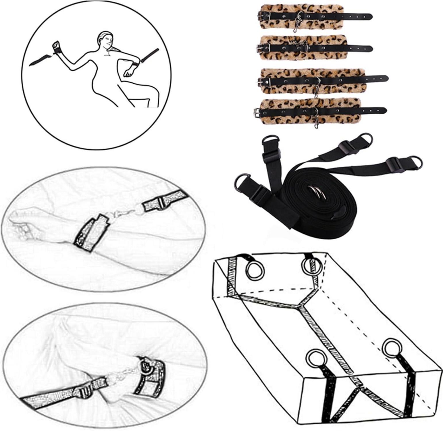 Verstellbares Bettfesselset BDSM Sex-Spielzeug für Paare