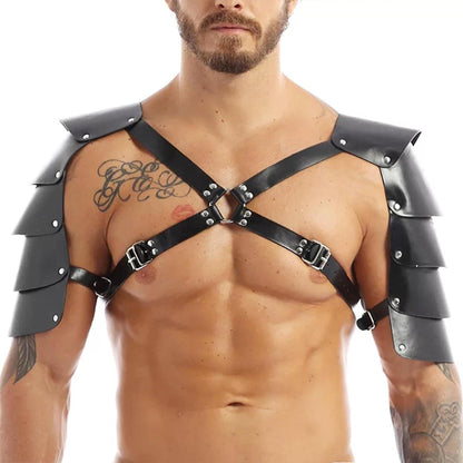 Herren Verstellbares Brust Harness Leder Rüstung Erotik Cosplay