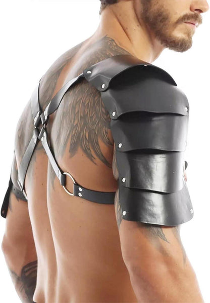 Herren Schwarzes Leder Brust Harness Verstellbar Sexy