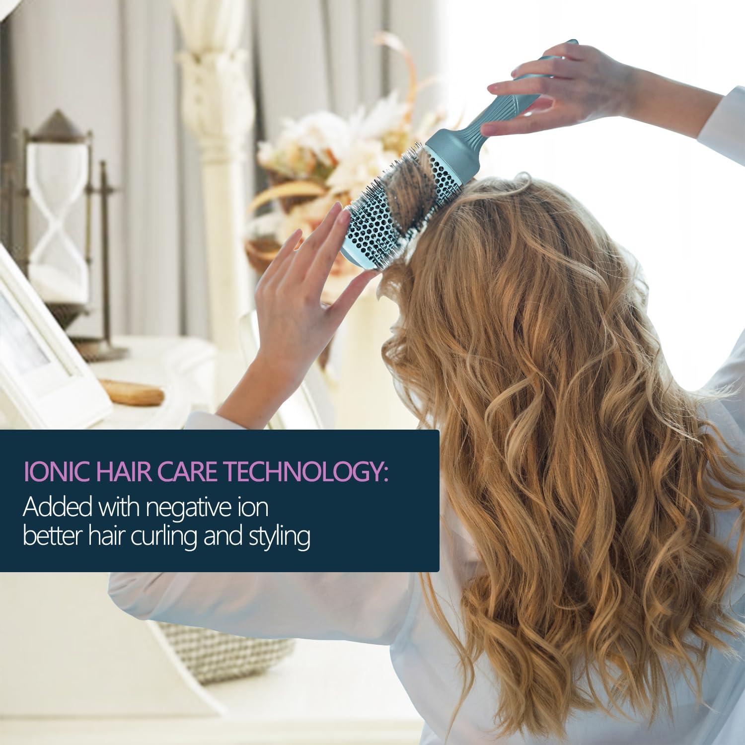 Aozzy Haar-Rundbürste Set für Föhnen und Styling, Keramik-Ion Runde Haarbürste Set mit Professionelle Massagebürste
