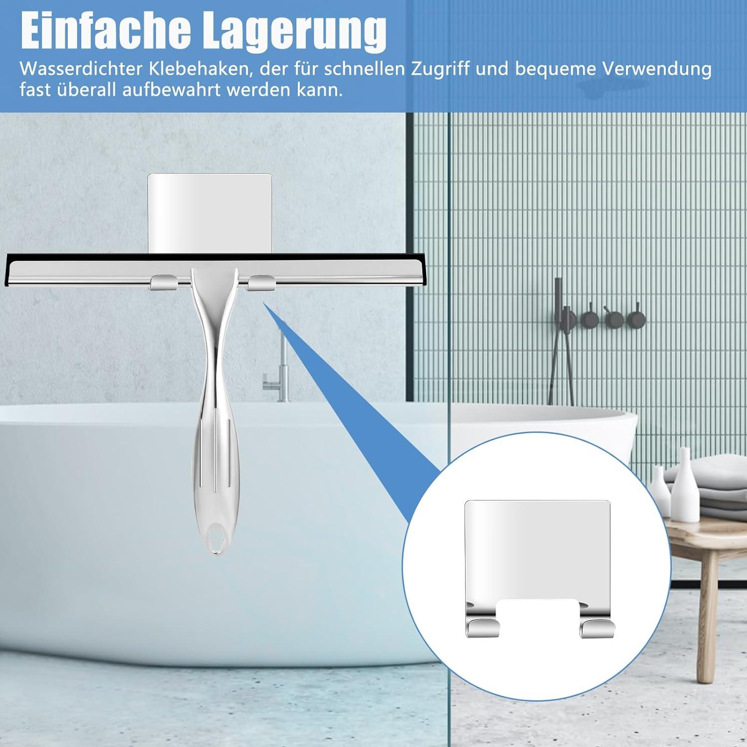 Duschabzieher Edelstahl 10 Zoll für Glastür Fenster Badezimmer