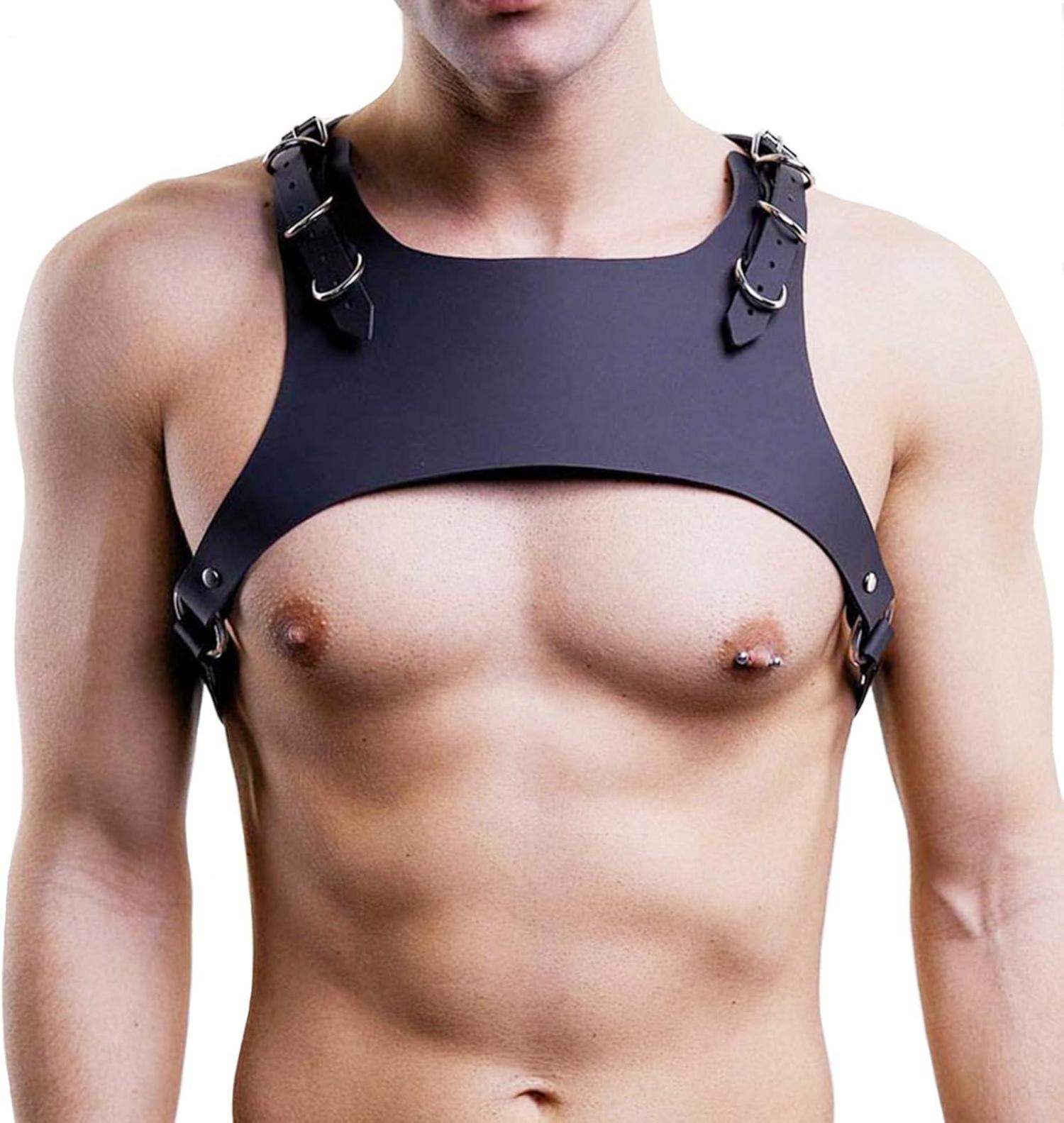 Herren Leder Body Brust Harness Punk Gothic Fetisch SM Sexspielzeug