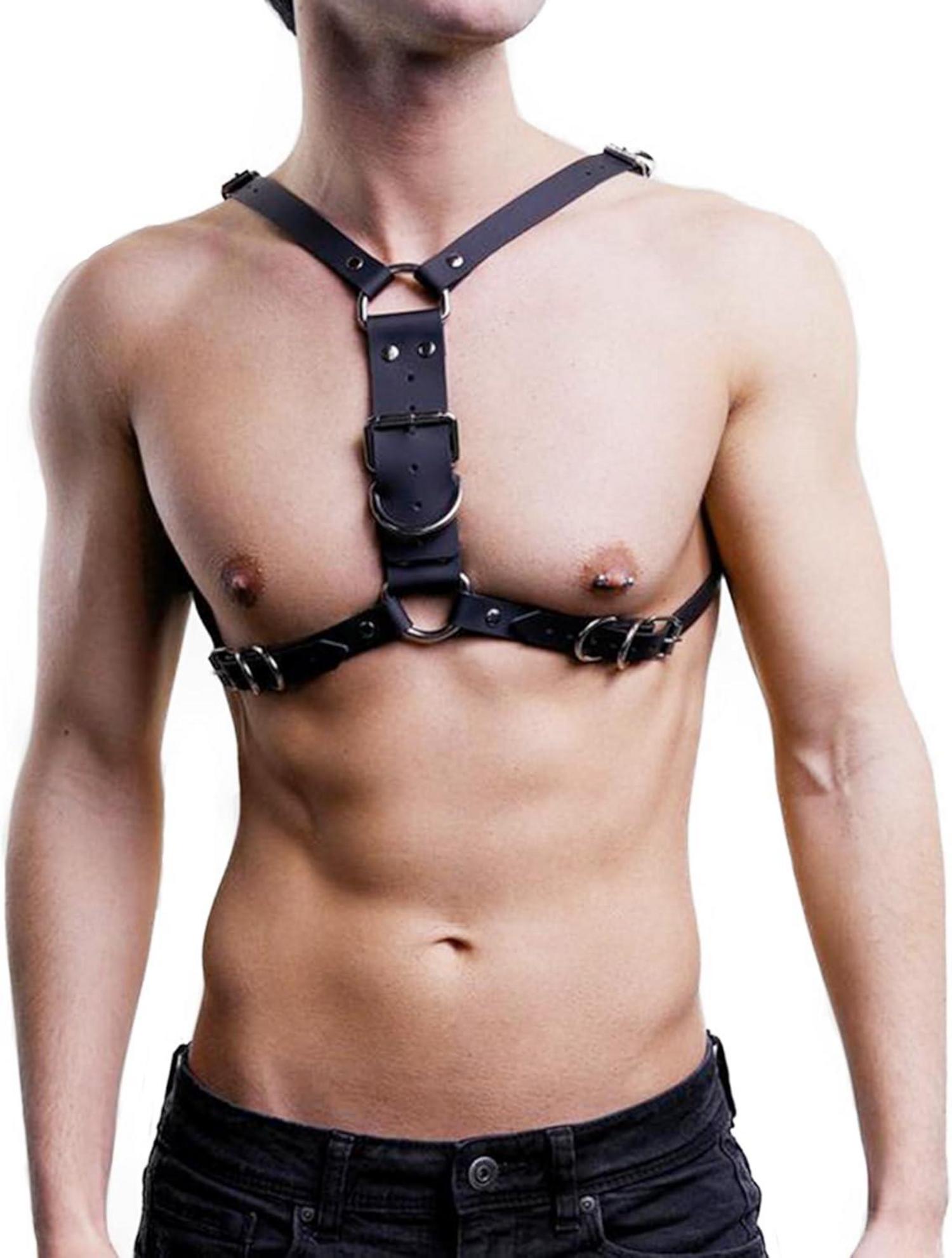 Herren Leder Body Brust Harness Gothic Punk SM Fetisch Sexspielzeug