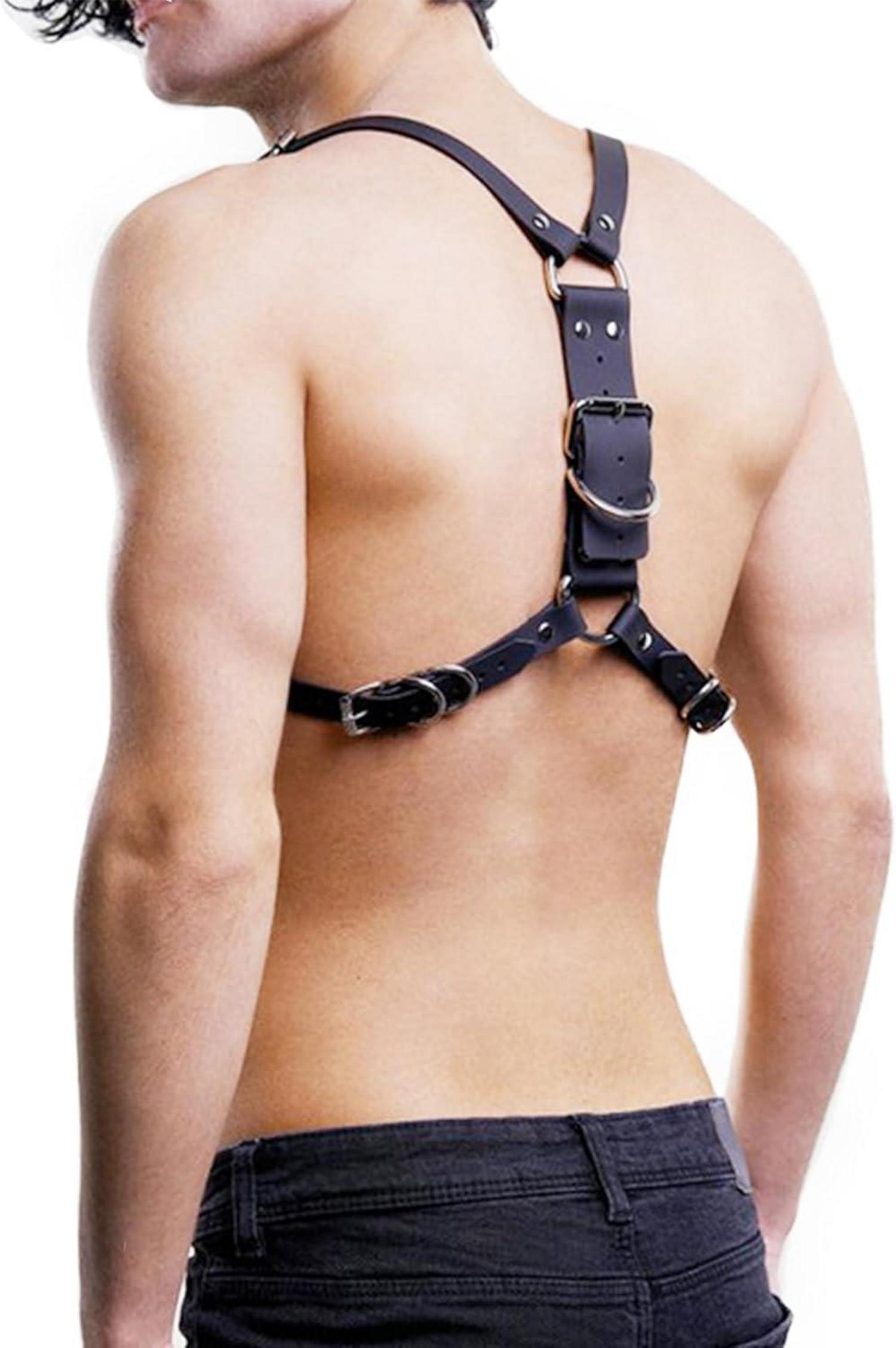 Herren Leder Body Brust Harness Punk Gothic Fetisch Sexspielzeug SM