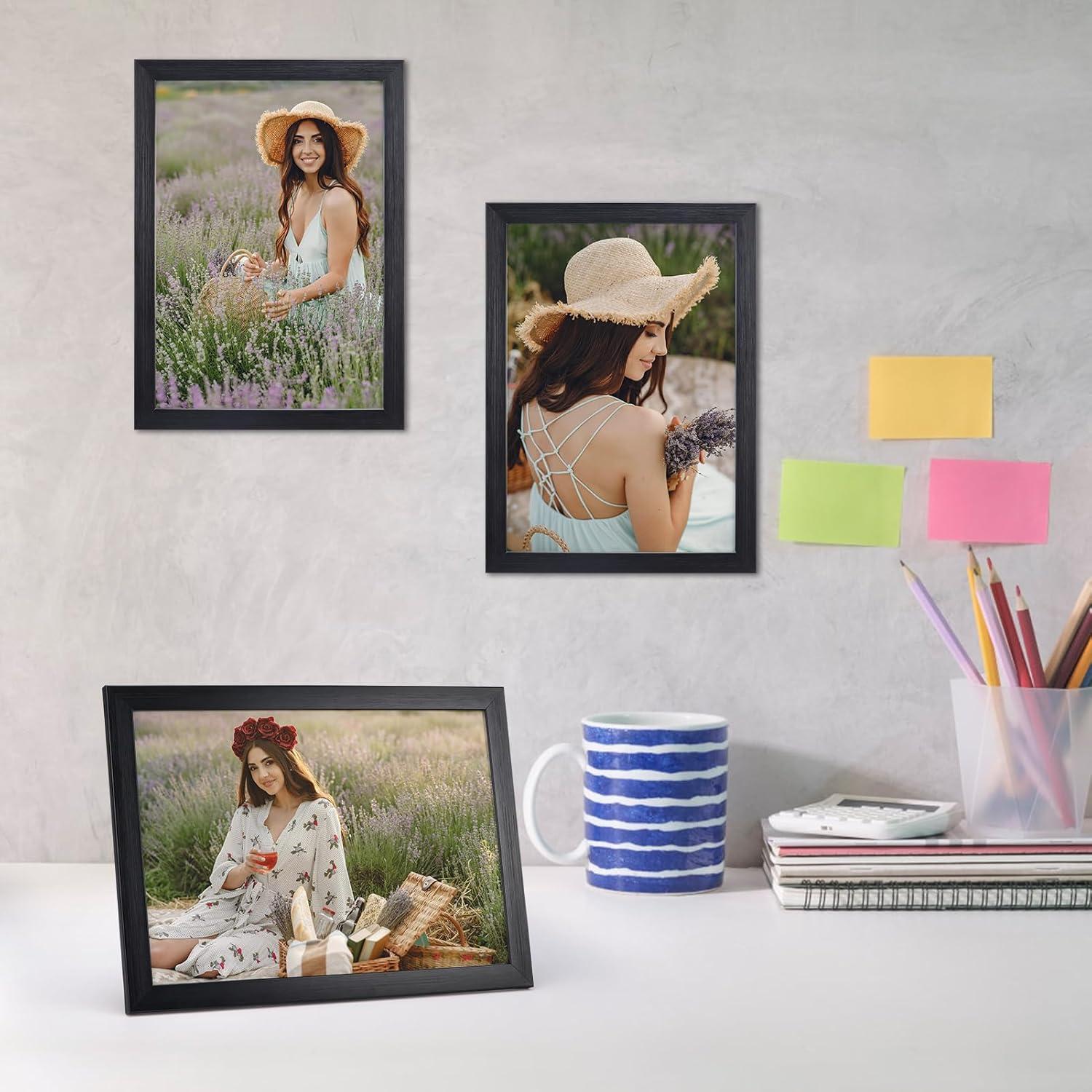 4er Set Bilderrahmen DIN A4 Schwarz Wand Tisch Fotorahmen