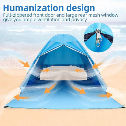 Strandmuschel Pop Up Zelt 2-3 Personen 50+ UV Schutz Blau