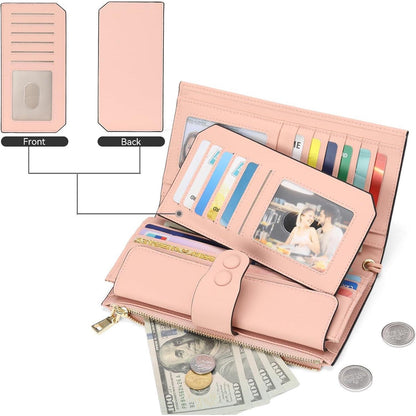 SENDEFN Portemonnaie Damen RFID-Groß Geldbörse Viele Fächer