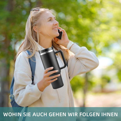 Thermobecher 40oz mit Strohhalm und Henkel, Doppelwandiger Vakuum