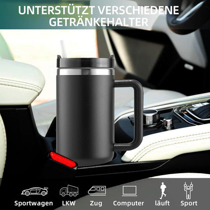 Thermobecher 40oz mit Strohhalm und Henkel, 1200ml To Go Becher