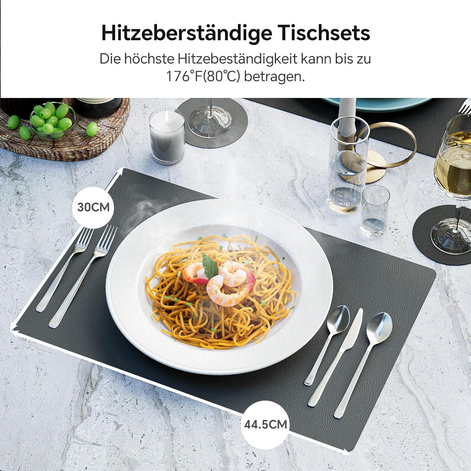 BNIVIAM Tischsets Kunstleder abwaschbar 6er-Set Platzsets rutschfest