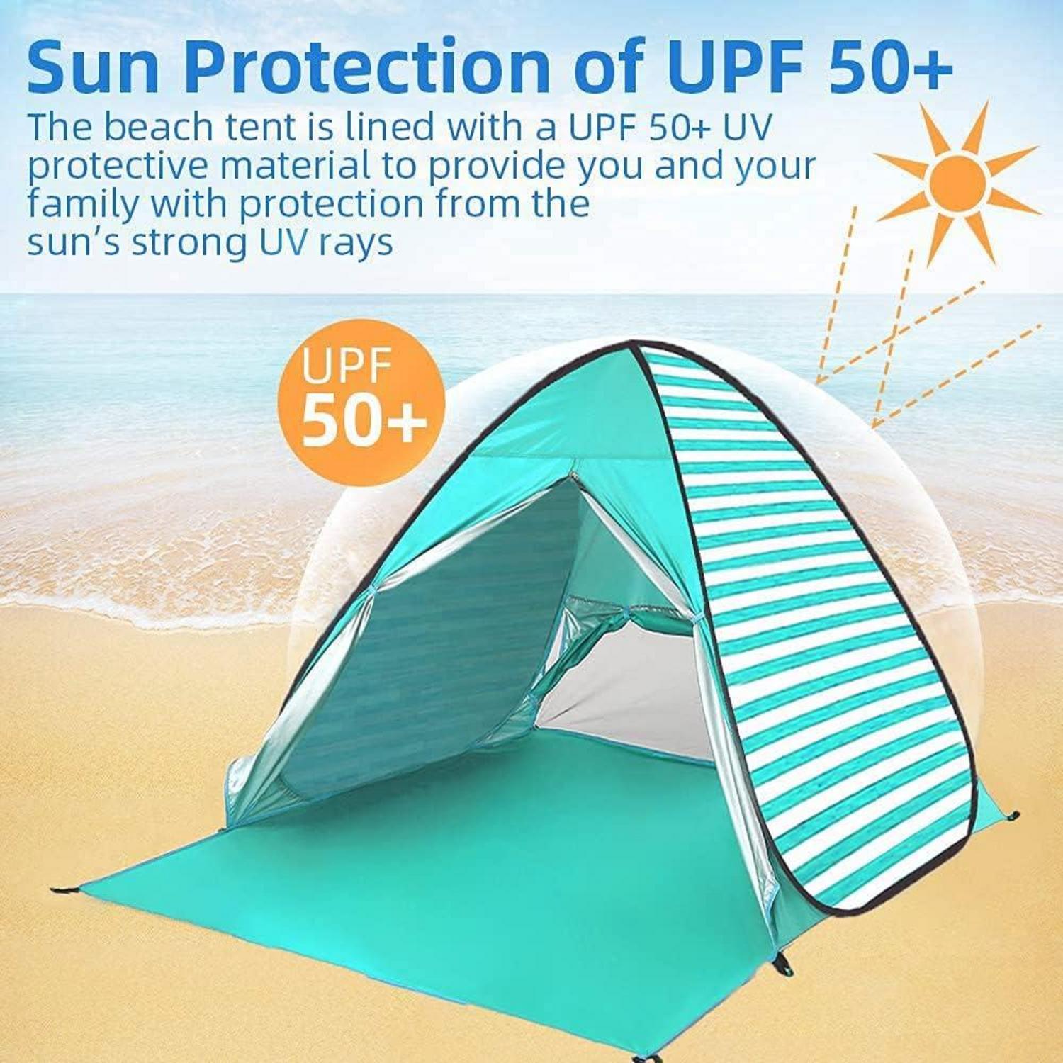 Pop Up Strandmuschel Zelt 2-3 Personen UV Schutz Strand