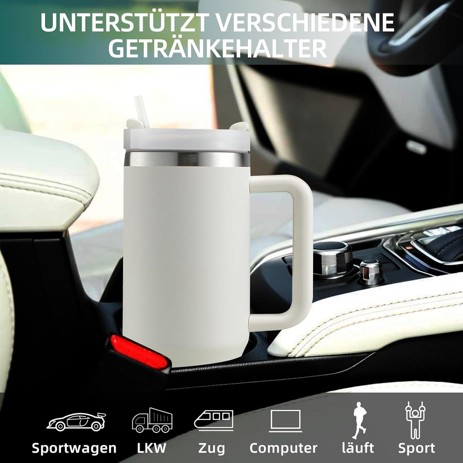 Thermobecher 40oz mit Strohhalm und Henkel, 1200ml Kaffeebecher To