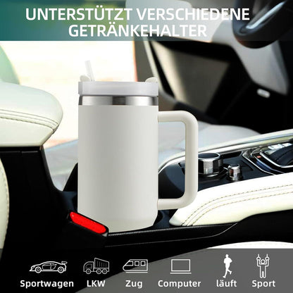 Thermobecher 40oz mit Strohhalm und Henkel, 1200ml Kaffeebecher To