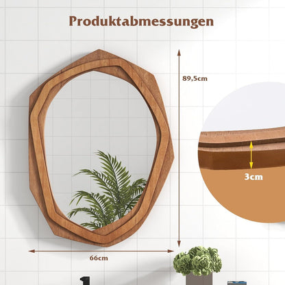 Asymmetrischer Wandspiegel – Natürliches Design für Wohnzimmer & Bad