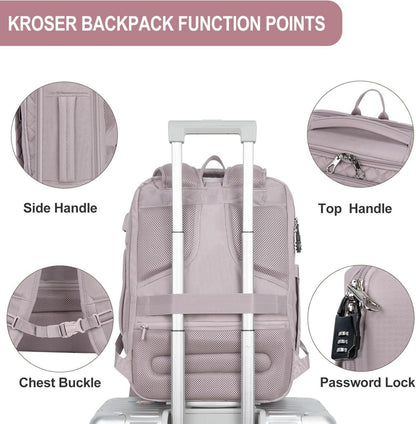 KROSER Laptop-Rucksack 17,3 Zoll Business Reiserucksack Wasserdicht RFID-Tasche