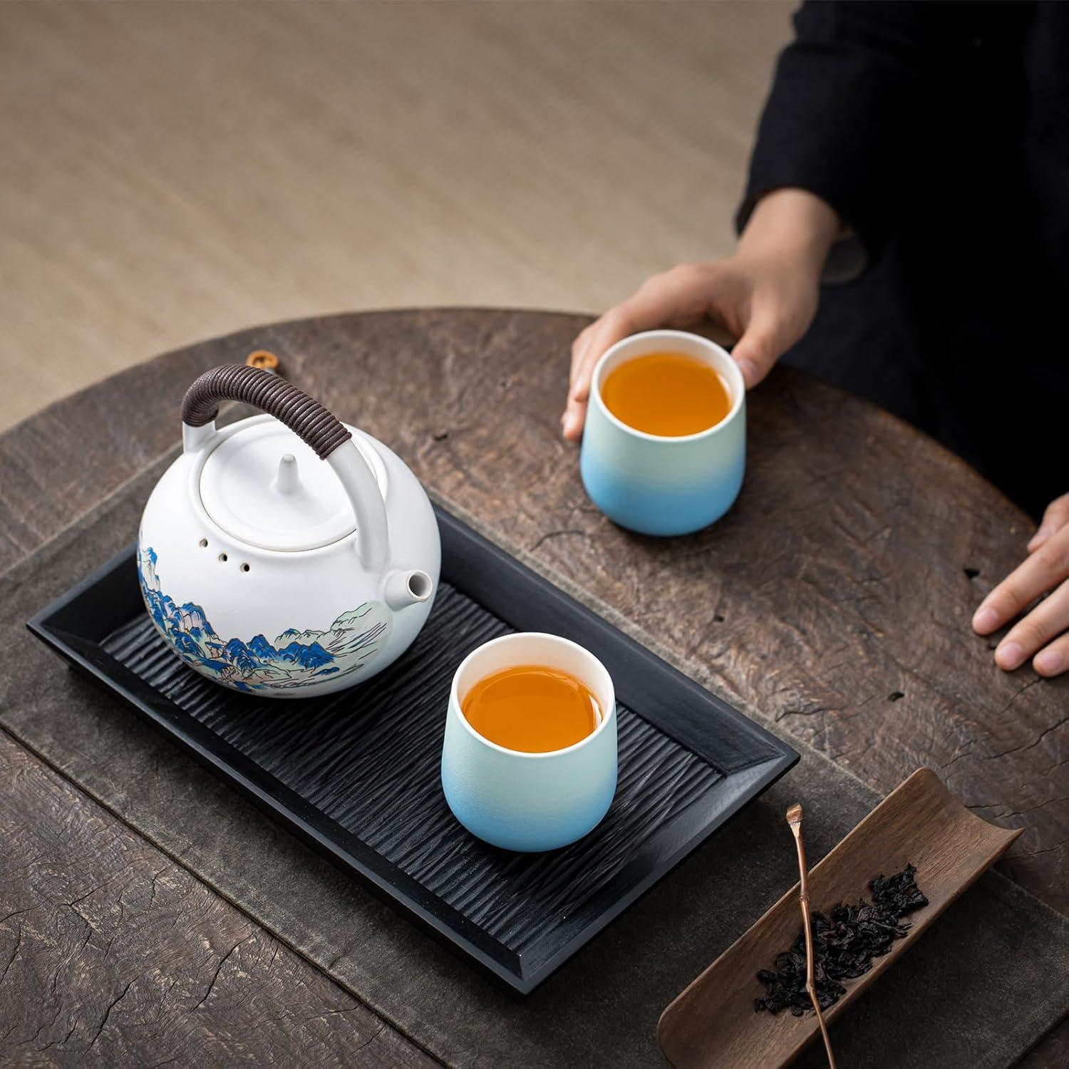 Japanische Teetasse 205ml Blau Farbverlauf, 4er Set