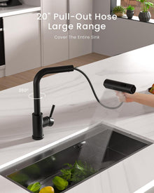 APPASO Wasserfall Wasserhahn Küche Schwarz 3 Strahlarten