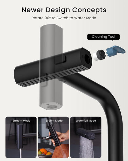 APPASO Wasserhahn Schwarz Hochdruck Ausziehbar 3 Strahlarten