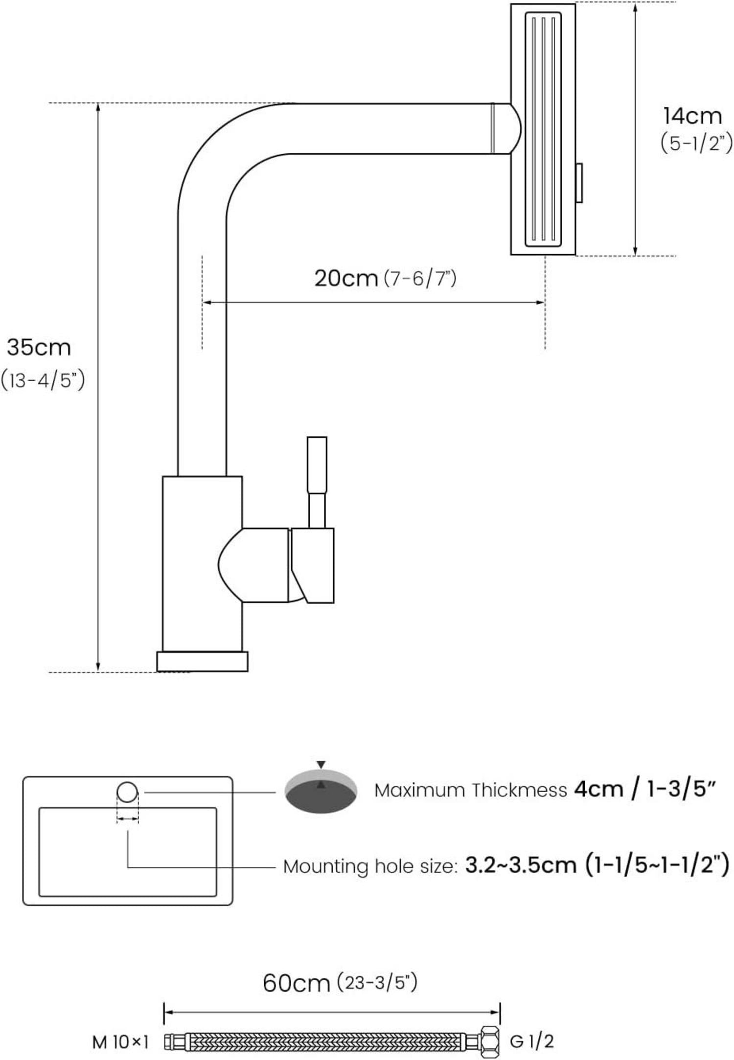 Wasserhahn Küche Schwarz mit 3 Strahlarten und ausziehbar