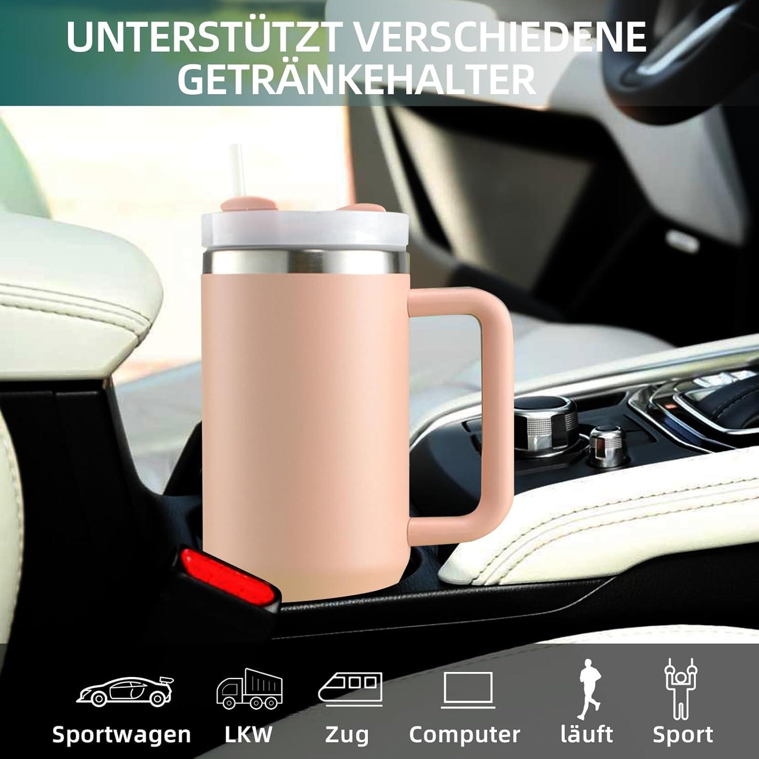 40oz Thermobecher mit Strohhalm und Henkel, 1200ml Kaffeebecher To