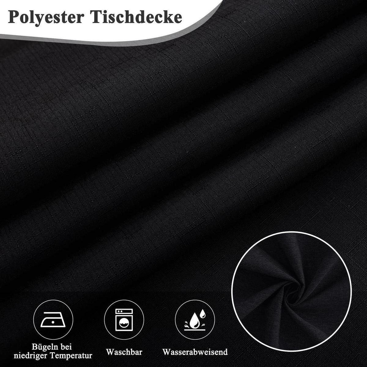 Tischdecke Schwarz 140x240cm Leinenoptik | Abwaschbar & Kratzfest