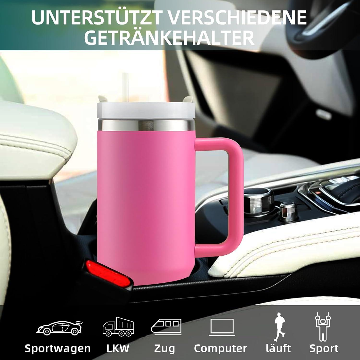 Thermobecher 40oz Pink Strohhalm Henkel Vakuum Isolierbecher 1200ml