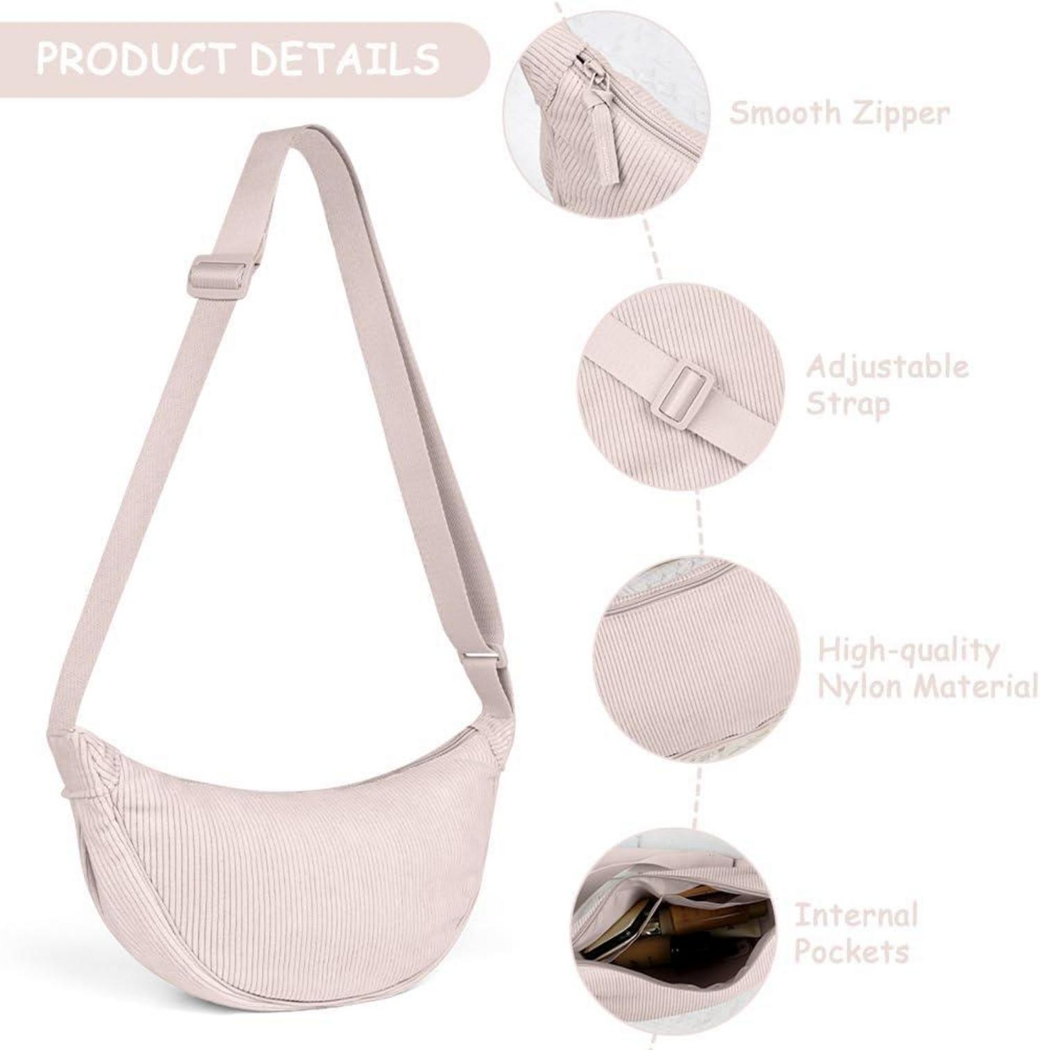 Aucuu Damen Halbmond Crossbody Schultertasche Verstellbarer Gurt Reisen