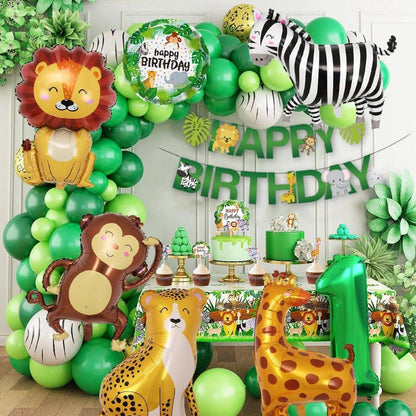 Dschungel Geburtstagsdeko Waldtiere Safari Tiere Folienballon 17 Stück Kinder Party Dekoration 1. Geburtstag