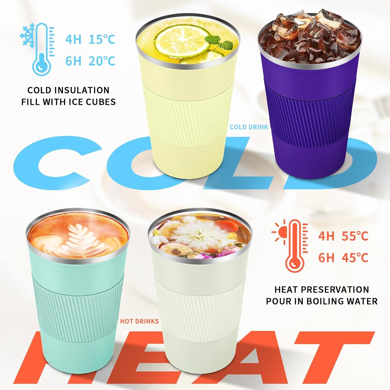 KETIEE Kaffeebecher to go 380ml Thermobecher Doppelwandig Travel Mug Minzgrün